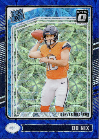 2024 Bo Nix Donruss Optic BLUE SCOPE RATED ROOKIE RC #209 Denver Broncos