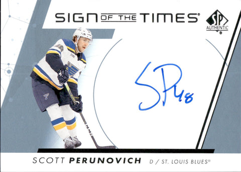 2022-23 Scott Perunovich Upper Deck SP Authentic SIGN OF THE TIMES AUTO AUTOGRAPH #SOTT-SP St. Louis Blues