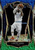2020-21 Lebron James Panini Select PREMIER LEVEL BLUE WHITE GREEN SHIMMER PRIZM 10/25 #113 Los Angeles Lakers
