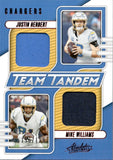2023 Justin Herbert Mike Williams Panini Absolute TEAM TANDEM DUAL JERSEY 156/199 #TT-LAC Los Angeles Chargers