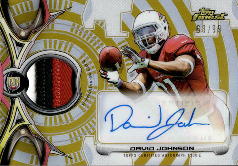 2015 David Johnson Topps Finest ROOKIE GOLD REFRACTOR PATCH AUTO 63/99 AUTOGRAPH RELIC RC #RRAP-DJ Arizona Cardinals