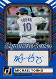 2026 Michael Young Panini Donruss SIGNATURE SERIES AUTOGRAPH BLUE 25/75 AUTO #SS-MY Texas Rangers
