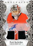 2025-26 Pyotr Kochetkov Upper Deck Artifacts GOLD MATERIAL AUTO 36/65 AUTOGRAPH JERSEY #145 Carolina Hurricanes