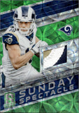 2018 Cooper Kupp Panini Spectra SUNDAY SPECTACLE NEON GREEN PRIZM PATCH 21/25 #10 Los Angeles Rams