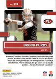 2022 Brock Purdy Panini Donruss RATED ROOKIE PRESS PROOF BLUE RC #374 San Francisco 49ers