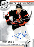 2023-24 Ridly Greig Upper Deck SP Authentic FUTURE WATCH AUTOGRAPH ROOKIE 588/999 AUTO RC #102 Ottawa Senators