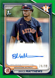 2024 Brice Matthews Bowman 1st BOWMAN AUTOGRAPH GREEN 28/99 AUTO #PPRA-BM Houston Astros