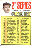 1967 Topps CHECKLIST 2ND SERIES 110-196 #103 *UNMARKED* 1