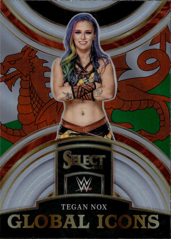 2023 Tegan Nox Panini Select WWE HOLO SILVER GLOBAL ICONS #15 Friday Night Smackdown