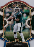 2020 Jalen Hurts Panini Select CONCOURSE DIE-CUT TRI-COLOR PRIZM ROOKIE RC #50 Philadelphia Eagles