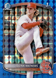2025 Quinn Mathews Bowman Chrome Prospects 1ST BOWMAN BLUE GEOMETRIC REFRACTOR 21/150 #BCP-25 St. Louis Cardinals