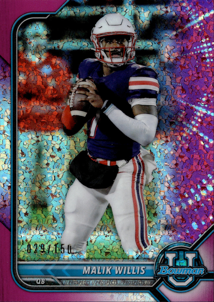 2021-22 Malik Willis Bowman University PURPLE MINI DIAMOND REFRACTOR 0