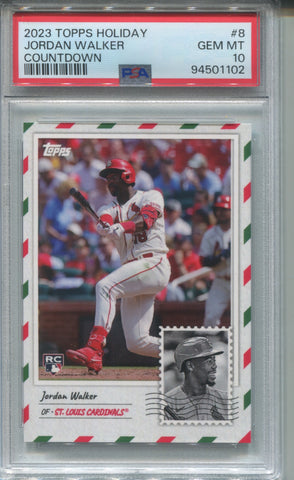 2023 Jordan Walker Topps Holiday COUNTDOWN ROOKIE RC PSA 10 #8 St. Louis Cardinals 1102