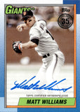2025 Matt Williams Topps 1990 DESIGN AUTOGRAPH AUTO #90B2-MWI San Francisco Giants