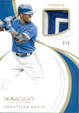 2019 Jonathan Davis Panini Immaculate Collection IMMACULATE SWATCHES PATCH 2/5 #IS-JD Toronto Blue Jays