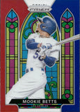 2021 Mookie Betts Panini Prizm STAINED GLASS RED WHITE BLUE PRIZM #SG-2 Los Angeles Dodgers