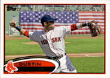 2012 Dustin Pedroia Topps SP VARIATON FLAG IN BACKGROUND #540B Boston Red Sox