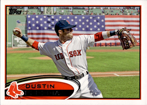 2012 Dustin Pedroia Topps SP VARIATON FLAG IN BACKGROUND #540B Boston Red Sox