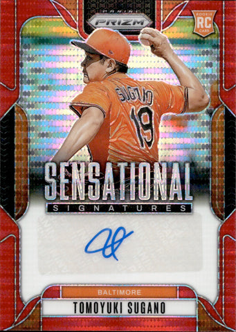 2025 Tomoyuki Sugano Panini Prizm SENSATIONAL SIGNATURESN RED PULSAR AUTO ROOKIE 61/99 AUTOGRAPH RC #SS-TS Baltimore Orioles
