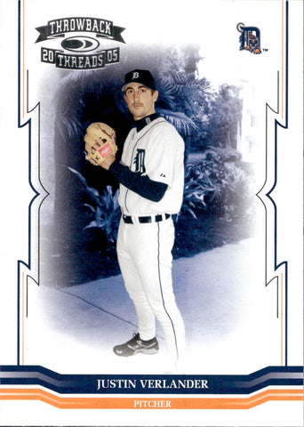 2005 Justin Verlander Donruss Throwback Threads ROOKIE RC #213 Detroit Tigers