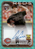 2024 Andrew Abbott Topps Chrome AQUA WAVE REFRACTOR AUTO ROOKIE AUTOGRAPH RC 186/199 #RA-AA Cincinnati Reds