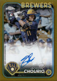 2024 Jackson Chourio Topps Chrome GOLD REFRACTOR ROOKIE AUTOGRAPH 12/50 RC AUTO #RA-JC Milwaukee Brewers