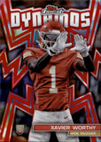 2024 Xavier Worthy Topps Finest DYNAMOS RED REFRACTOR ROOKIE 3/5 RC #DYN-15 Kansas City Chiefs
