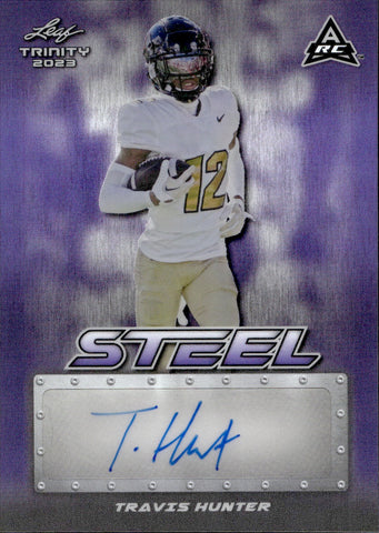 2023 Travis Hunter Leaf Trinity STEEL PURPLE AUTOGRAPH ROOKIE AUTO RC 13/35 #SA-TH1 Jacksonville Jaguars Colorado Buffaloes