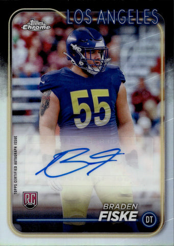 2024 Braden Fiske Topps Chrome REFRACTOR ROOKIE AUTO Los Angeles Rams #RA-BFI