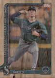 2025 Bryan Woo Topps SERIES ONE WOOD VARIATION 9/25 #327 Seattle Mariners
