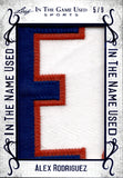 2020 Alex Rodriguez Leaf In the Game Used IN THE NAME USED GAME USED LETTER PATCH 5/9 RELIC #INTU-01 Texas Rangers