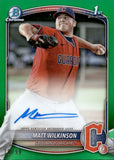 2025 Matt Wilkinson Bowman 1ST BOWMAN GREEN REFRACTOR CHROME PROSPECT AUTOGRAPH 18/99 AUTO #CPA-MW Cleveland Guardians