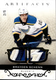2021-22 Brayden Schenn Upper Deck Artifacts BLACK DUAL MATERIALS PATCH 2/5 #81 St. Louis Blues