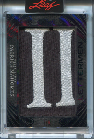 2025 Patrick Mahomes Leaf Pearl Multi-Sport GAME USED LETTERMAN 7/8 RELIC #L-34 Texas Tech Red Raiders