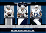 2019 Dak Prescott Ezekiel Elliott Michael Gallup Panini Plates & Patches TALENTED TRIOS 29/50 TRIPLE PATCH #TT7 Dallas Cowboys