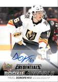 2021-22 Pavel Dorofeyev Upper Deck Credentials ROOKIE ARRIVALS AUTO RC AUTOGRAPH #RA-24 Vegas Golden Knight