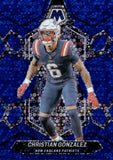 2024 Christian Gonzalez Panini Mosaic BLUE NO HUDDLE PRIZM 6/75 #154 New England Patriots