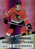 2024-25 Ethan Del Mastro Upper Deck Credentials DEBUT TICKET ACCESS PINK 23/50 ROOKIE RC #135 Chicago Blackhawks