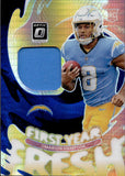 2025 Omarion Hampton Panini Donruss Optic FIRST YEAR FRESH BLUE HYPER PRIZM ROOKIE JERSEY RELIC RC #FYFBH-OHN Los Angeles Chargers