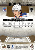 2022-23 Braden Schneider Upper Deck The Cup CLASS OF 2023 ROOKIE PATCH AUTOGRAPH 8/10 RC AUTO #2023-BS New York Rangers