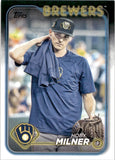 2024 Hoby Milner Topps UPDATE SERIES GOLDEN MIRROR IMAGE VARIATION #US87 Milwaukee Brewers