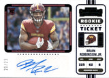 2022 Brian Robinson Jr. Panini Contenders ROOKIE TICKET AUTOGRAPH ROOKIE BLUE VARIATION 20/23 AUTO RC #106 Washington Commanders