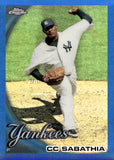 2010 CC Sabathia Topps Chrome BLUE REFRACTOR 23/199 #21 New York Yankees
