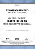 2026 Junior Caminero Topps MAJOR LEAGUE MATERIAL GAME-USED MEMORABILIA BAT RELIC #MLM2-JC Tampa Bay Rays