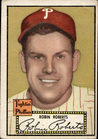 1952 Robin Roberts Topps BLACK BACK #59 Philadelphia Phillies BV $200