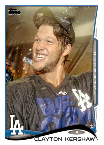 2014 Clayton Kershaw Topps CLUBHOUSE CELEBRATION SP PHOTO VARIATION #400 Los Angeles Dodgers