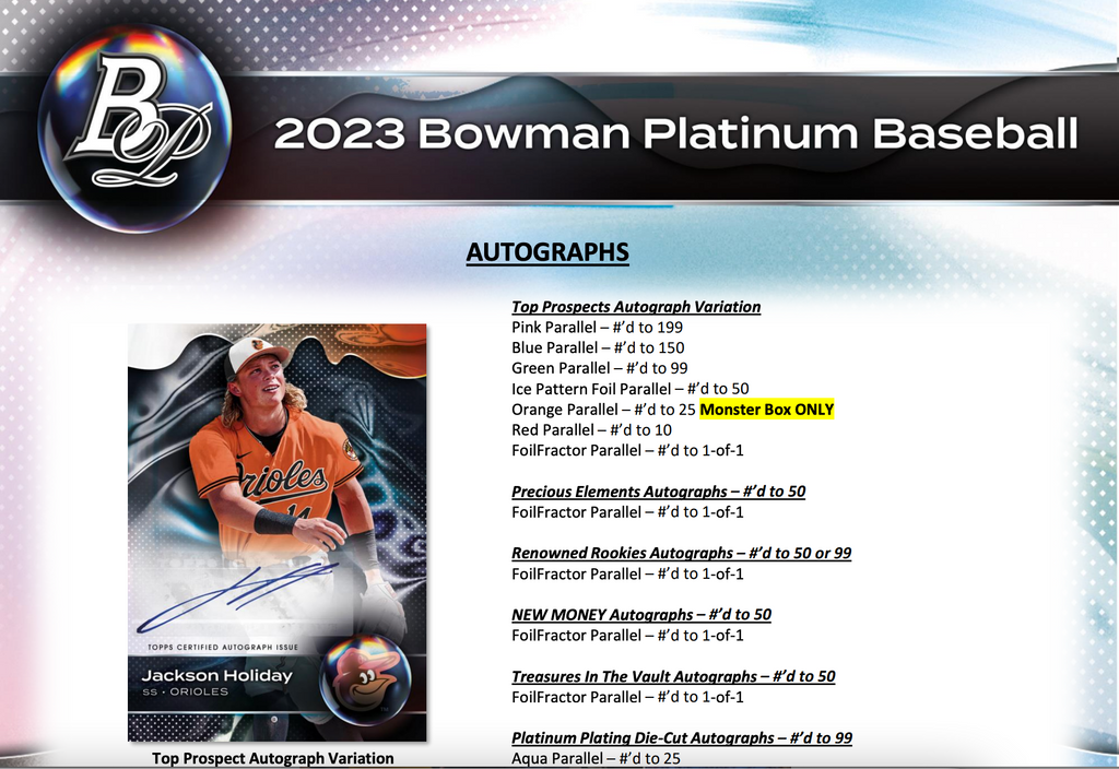 2023 Bowman Platinum Baseball, Monster Mega Box