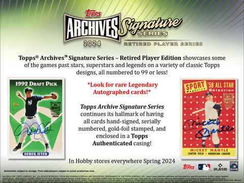 *PRESELL* 2024 Topps Archives Signature Retired Baseball Hobby, Box *RELEASES 5/15*