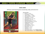 2024 Topps Chrome Tennis Brkers Delight Hobby, 12 Box Case