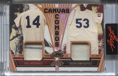 2023 Gil Hodges Don Drysdale Leaf Art of Sport CANVAS COMBOS DUAL JERSEY 01/30 RELIC #CC-20 Brooklyn Dodgers HOF